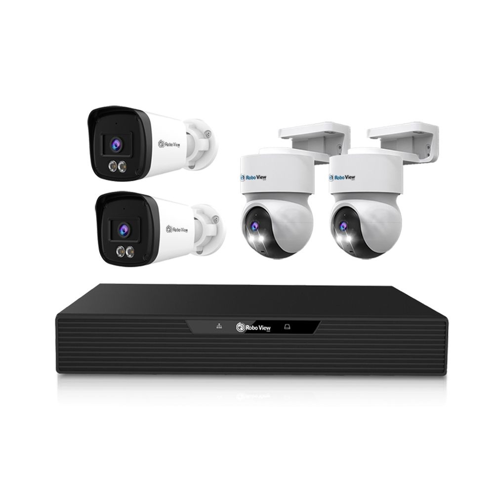 로보뷰 글로벌아이넷 로보뷰NVR 8채널 AI CCTV PoE 녹화기 4K UHD IP카메라 K8 2개+A7 2개 세트