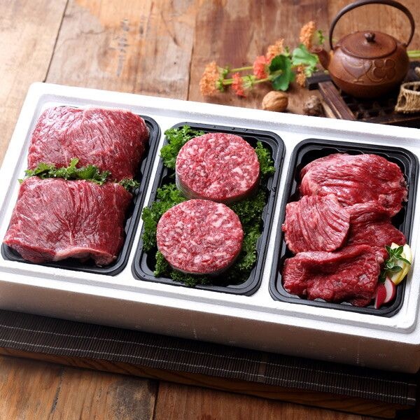 [이푸룸] [名品]횡성한우 1등급 정육선물세트 1.5kg(불고기500,국거리500,장조림500)