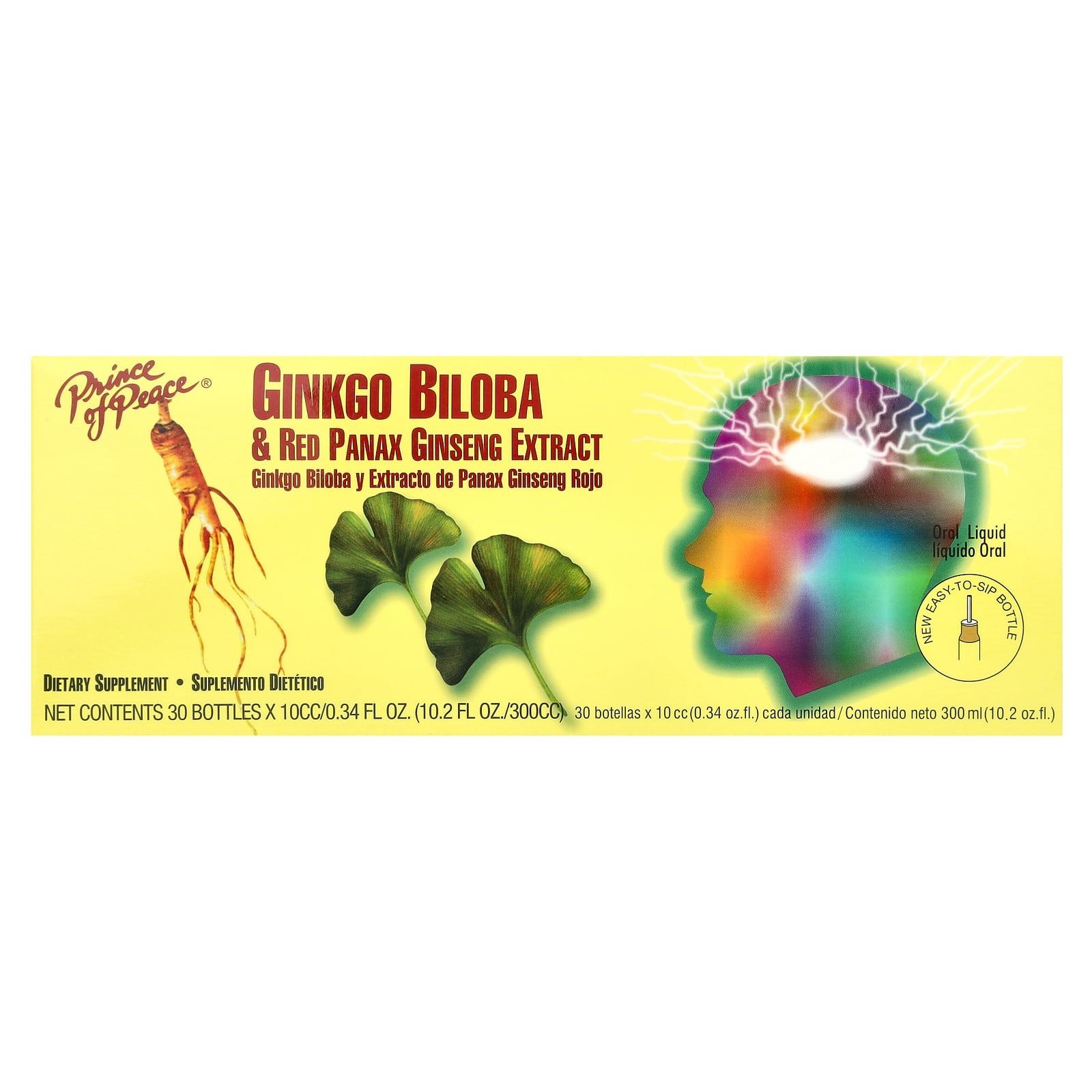 Prince of Peace Prince of Peace, Ginkgo Biloba & Red Panax Ginseng Extract, 30 Bottles, 0.34 fl oz Each