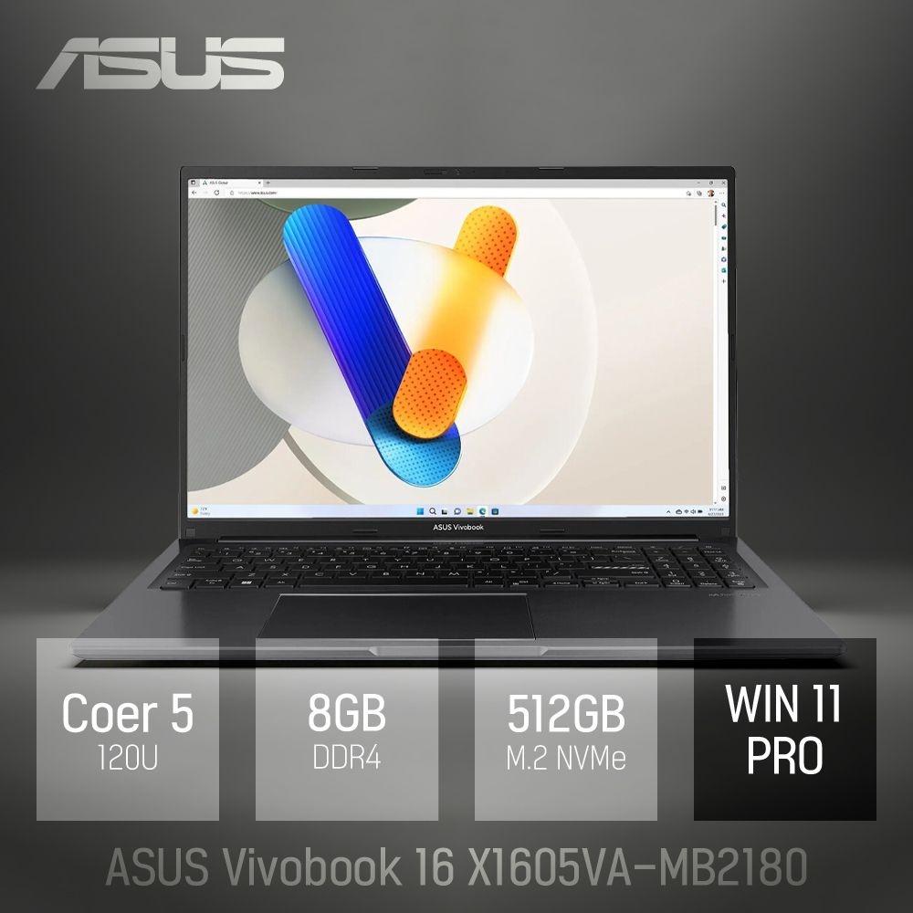 ASUS ⓒ ASUS 비보북 16 X1605VA-MB2180 8GB 512GB WIN11 / 16인치 대화면 포토샵 영상편집 업무용 노트북