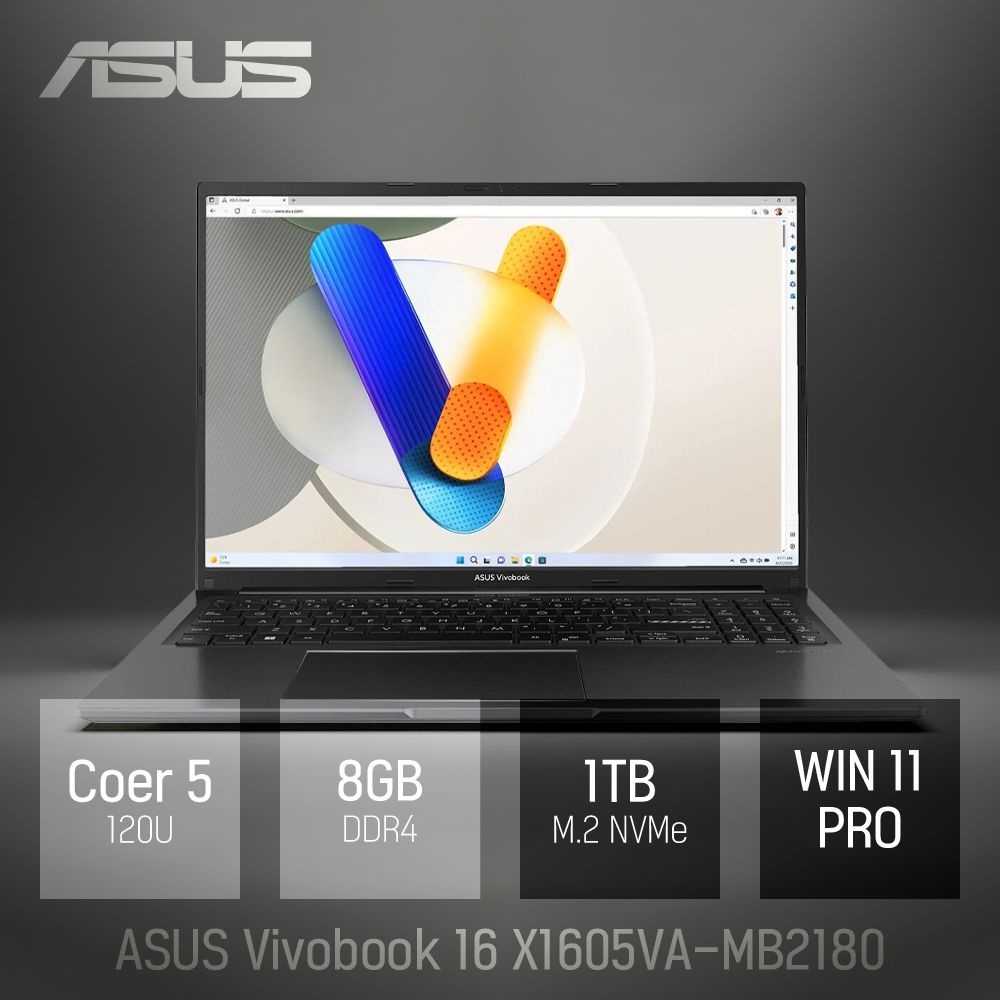 ASUS ⓒ ASUS 비보북 16 X1605VA-MB2180 8GB 1TB WIN11 / 16인치 대화면 포토샵 영상편집 업무용 노트북