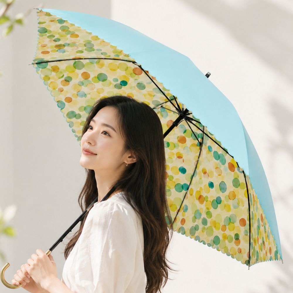 에스타 [AK분당점] [에스타]일본 우양산 BP-BTSlight 롱 컬러풀 도트 폴딩 장우산 2GPL620