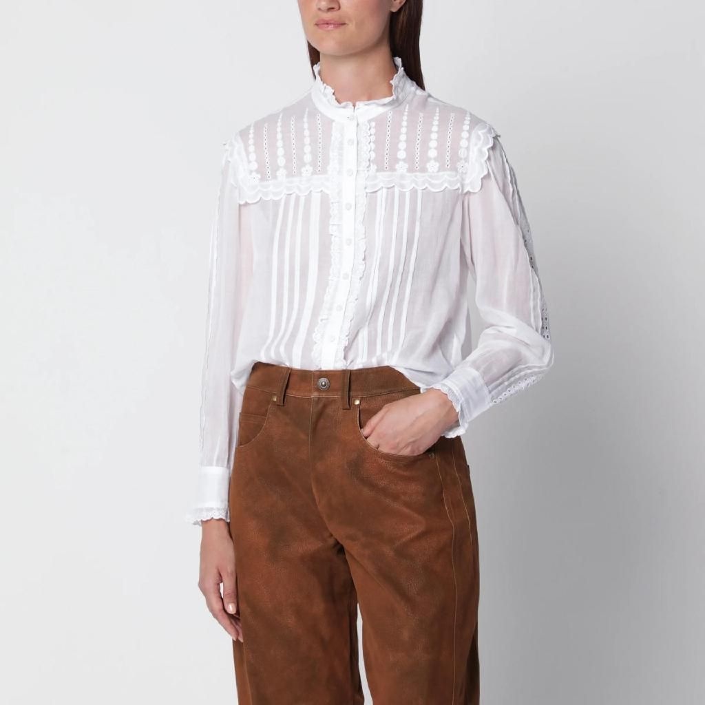 [해외] 이자벨마랑 에뚜왈 ISABEL MARANT Etoile 론지 화이트 코튼 보일 셔츠 HT0970FAD3J10E/XN_ISAET-20WH_108-38