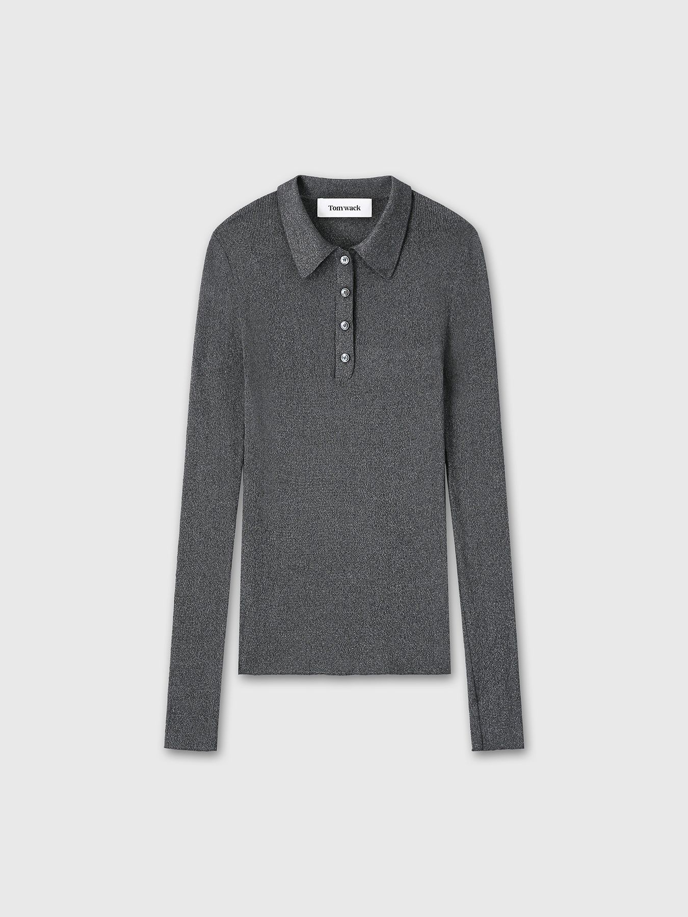 [코프트] 토니웩 WBF12KN401 (GLITTER RIBBED KNIT POLO SHIRT CHARCOAL)