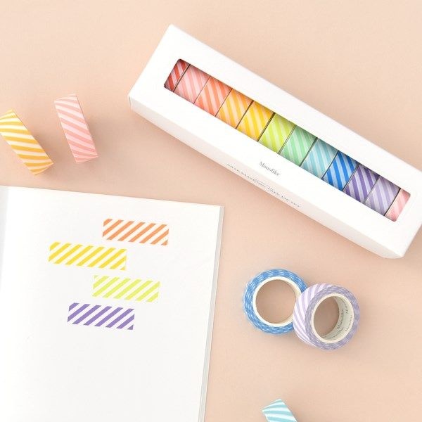 텐바이텐 아르떼 마스킹테이프 12P SET - Sherbet oblique