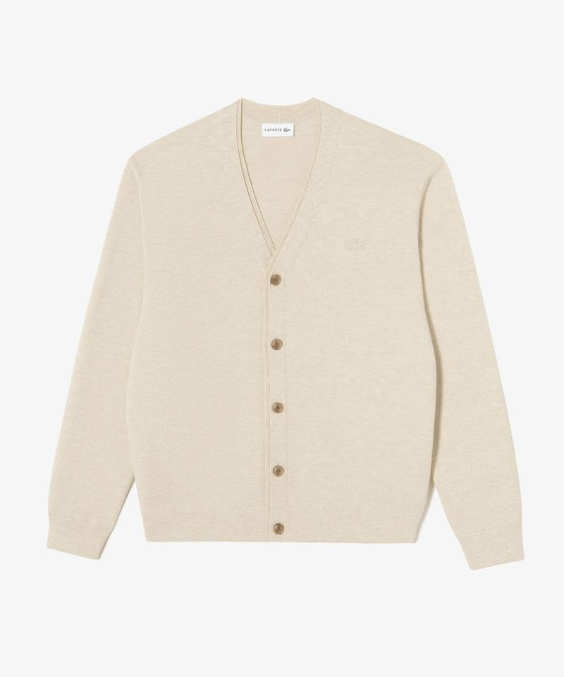 라코스테 LACOSTE 남성 배색 레이어드 방모 V넥 가디건 AH760E-56N I18
