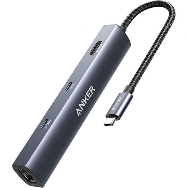 [해외] Anker 앤커 6 in 1 USB C 허브 65W Power Delivery 4K HDMI 1Gbps 이더넷 MacBook Air iPad Pro XPS 등 호환 포트 포함 255153