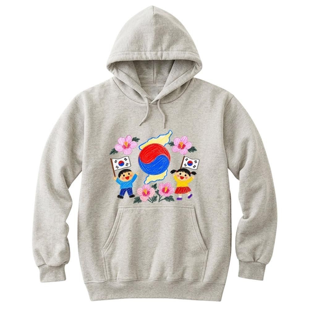 쮸리 후드티 한글 기념일 개천절 크레파스 AI 이미지 남녀공용