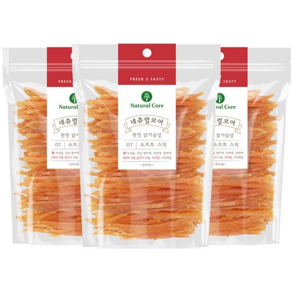 네츄럴코어 강아지간식 소프트 치킨스틱 180g x3개