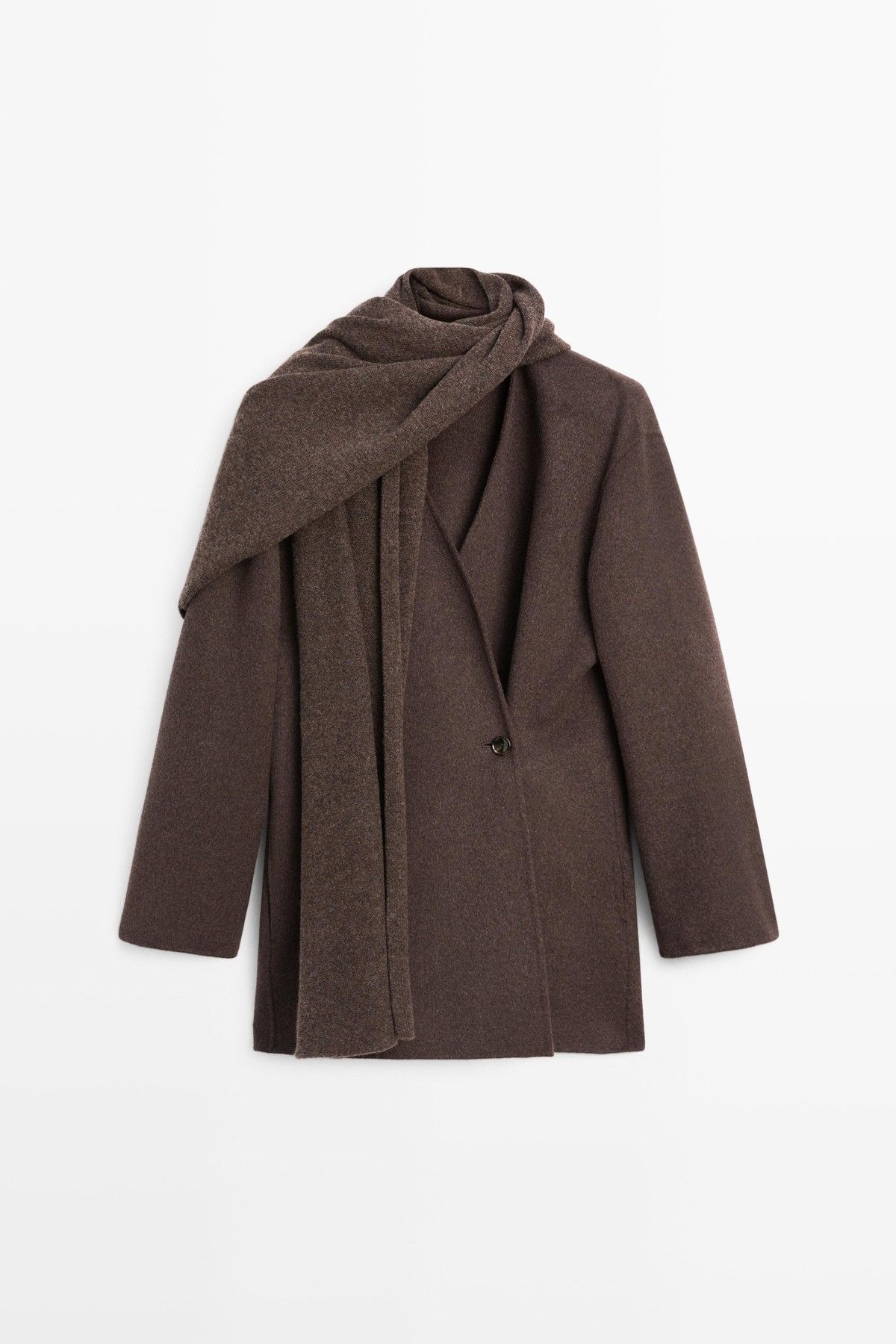 마시모두띠 울 블렌드 스카프 숏 코트 6413/717 BROWN