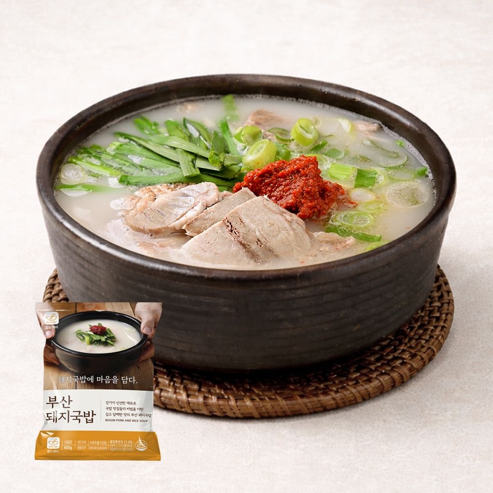 참도깨비 부산식 돼지국밥 600g 4팩 양념다대기 4봉 냉동 국밥 간편식