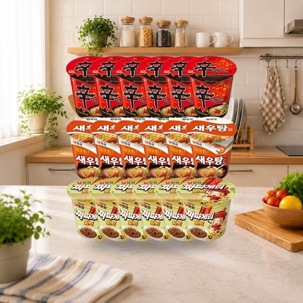 농심 신라면컵 65g 6개 + 짜파게티범벅 70g 6개 + 새우탕컵 67g 6개