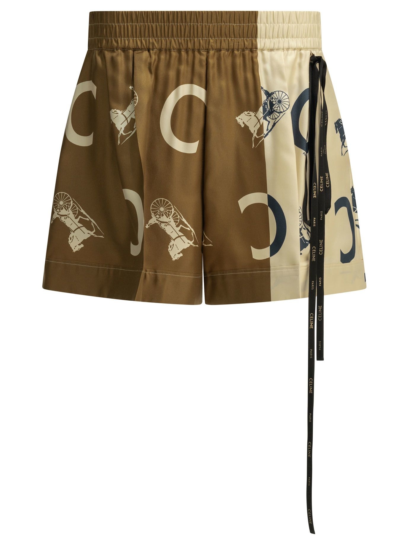 셀린느 26SS Celine 멀티 컬러 숏츠 with Elasticated 웨이스트 앤 All-Over 로고 Motif in Fabric for Women RP0HB3K2701HM