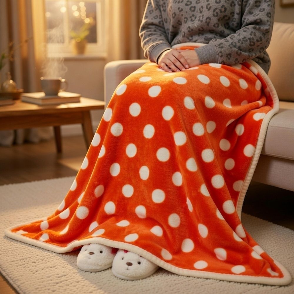 우주마켓협력사 우주마켓 도트 패턴 담요 100X90CM 모포담요 무릅담요 무릎덮개담요