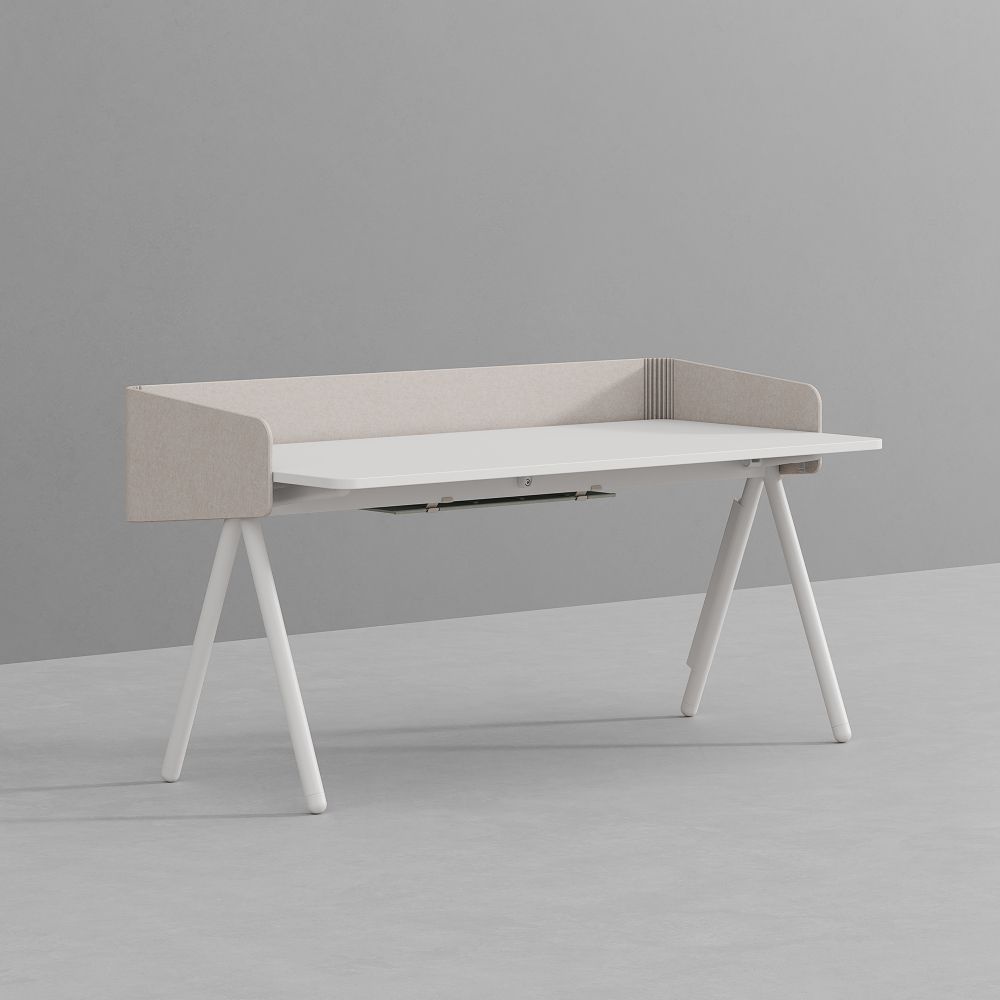 데스커 낮은 칸막이 독서실 책상 (멀티데스크 디바이더형) 1600x800mm, 화이트
