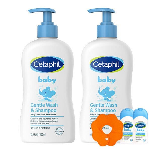 세타필 탑투토 베이비 워시 앤 샴푸 400ml 2개 +베이비 데일리 로션 50ml 2개 턱받이 1개