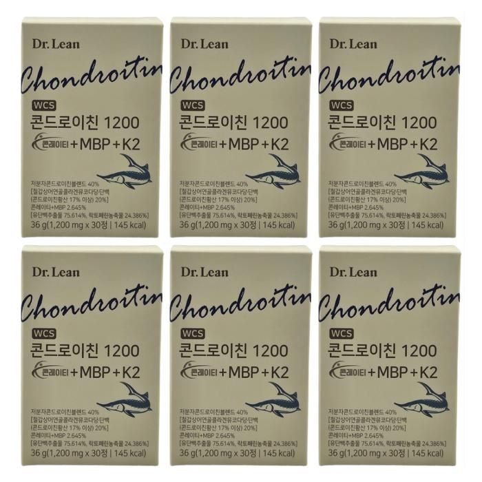 닥터린 콘드로이친 1200 콘레이티 MBP K2 철갑상어 연골 1200mg x 30정, 6개 / M