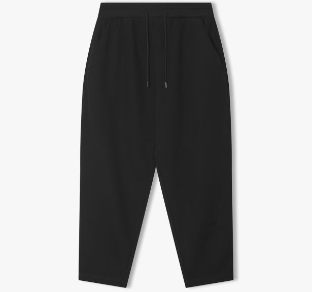 남성 25F/W 블랙 니트 텍스쳐 와이드 배기핏 스트링 팬츠 LLF23663