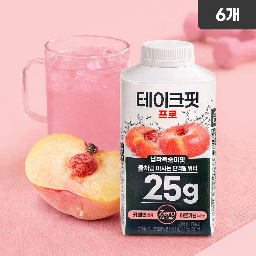 [냉장] 테이크핏 프로 납작복숭아 500ml, 6개