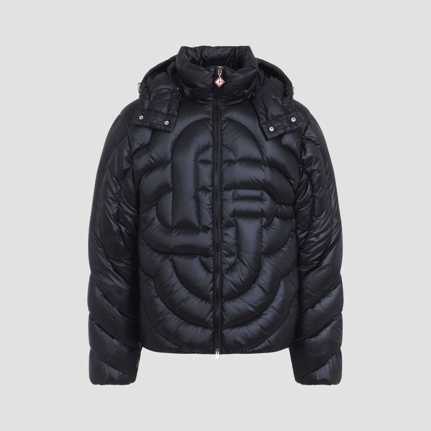 카사블랑카 26FW CASABLANCA 블랙 다운 자켓 with fixed 후드 앤 Monogram design in Tech Fabric for 맨 MPF26OT22701BLACK