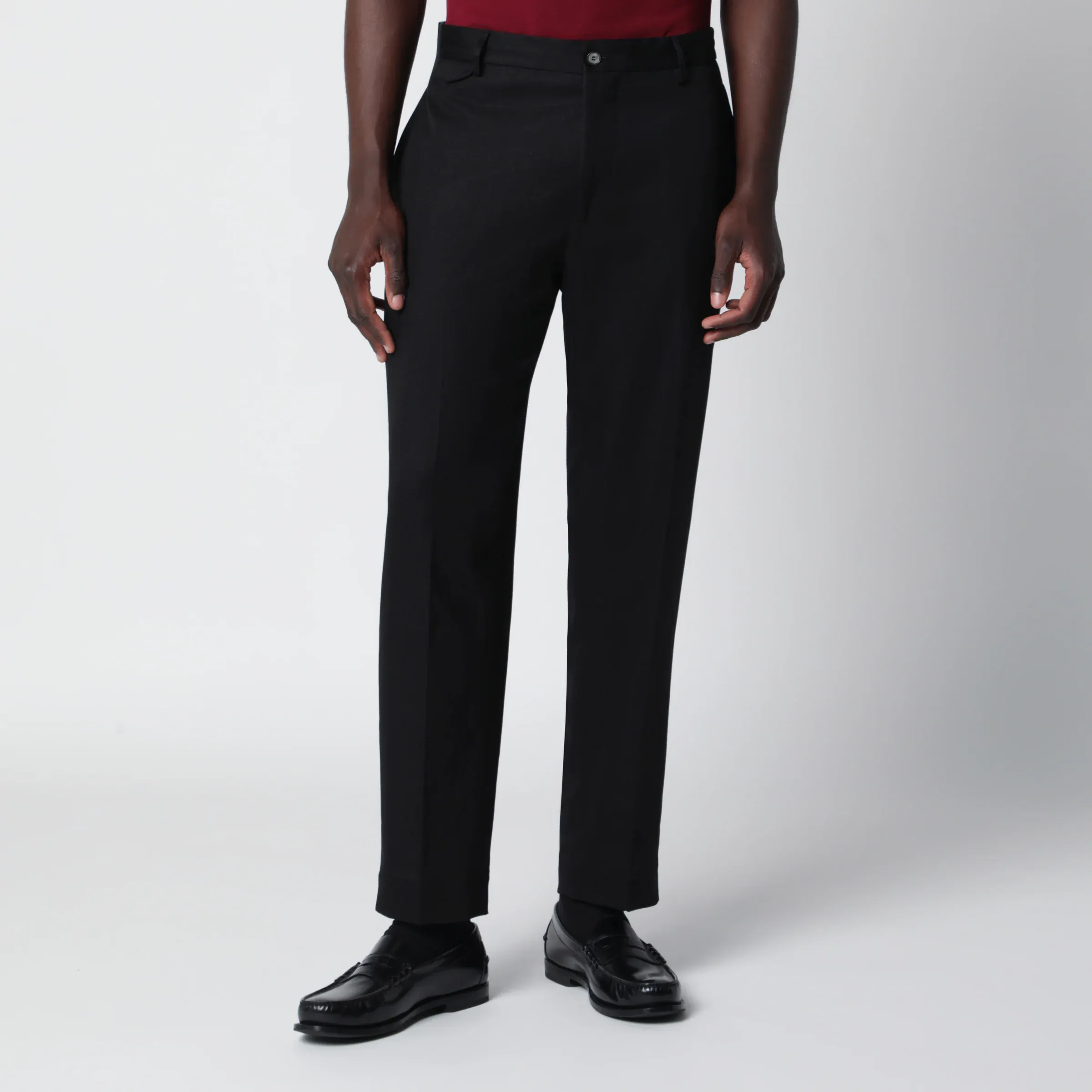 비아지오 산타니엘로 26SS SANTANIELLO 블랙 코튼 앤 linen trousers 2828CO99
