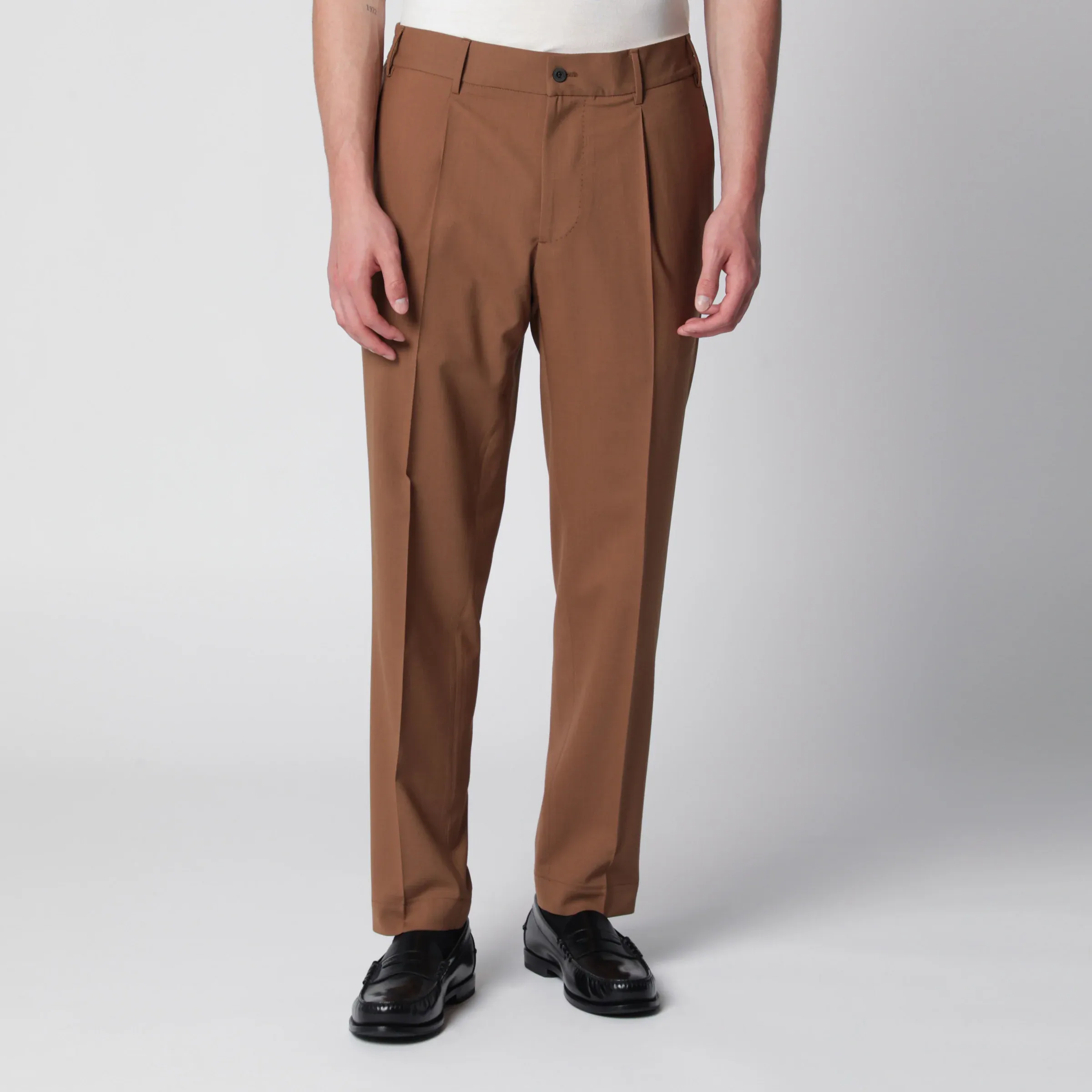 비아지오 산타니엘로 26SS SANTANIELLO Siena earth-colored trousers in 울 blend E2989WO52