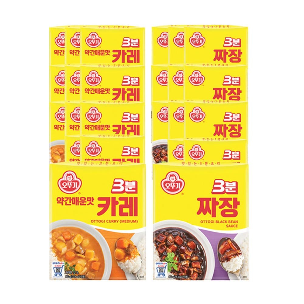 오뚜기 3분카레 약간매운맛/매운맛/순한맛/3분짜장/사천짜장/하이라이스/미트볼/햄버그스테이크/제육덮밥/김치
