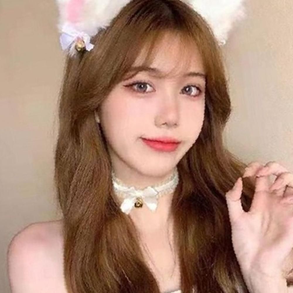 고양이 초커 초커 목걸이 귀여운 레이스 리본 방울 동물 여성 코스튬 머리핀 머리띠 할로윈 만우절 이벤트