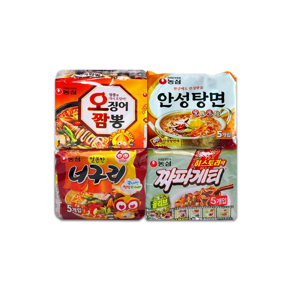 신라면 농심 안성탕면 5봉 + 너구리 5봉 + 짜파게티 5봉 + 오징어짬뽕 5봉