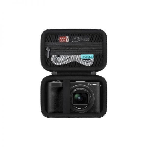 [해외] RAIALL 캐논 파워샷 V1 디지털 카메라용 하드 휴대용 케이스, PowerShot 블로깅 카메라 여행 가방, 배터리, SD 카드, 케