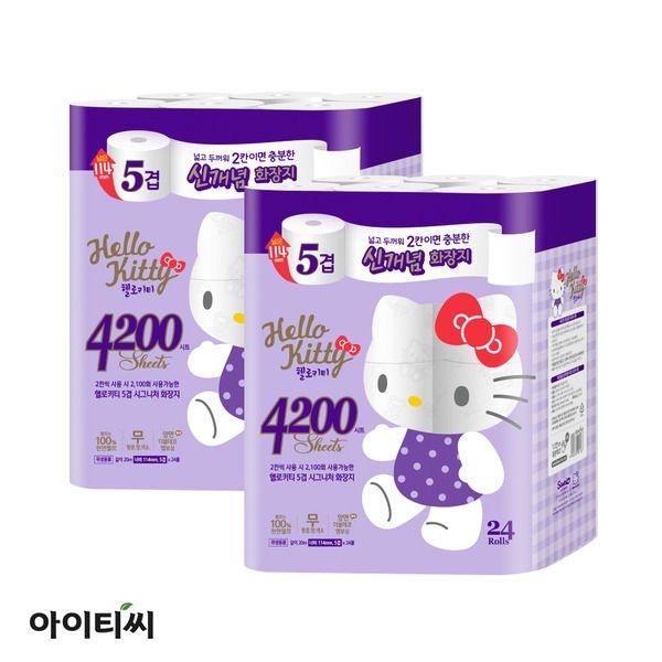 헬로키티 [패션플러스][헬로키티][헬로키티] 5겹시그니처화장지(20m)24롤x2팩(48롤).