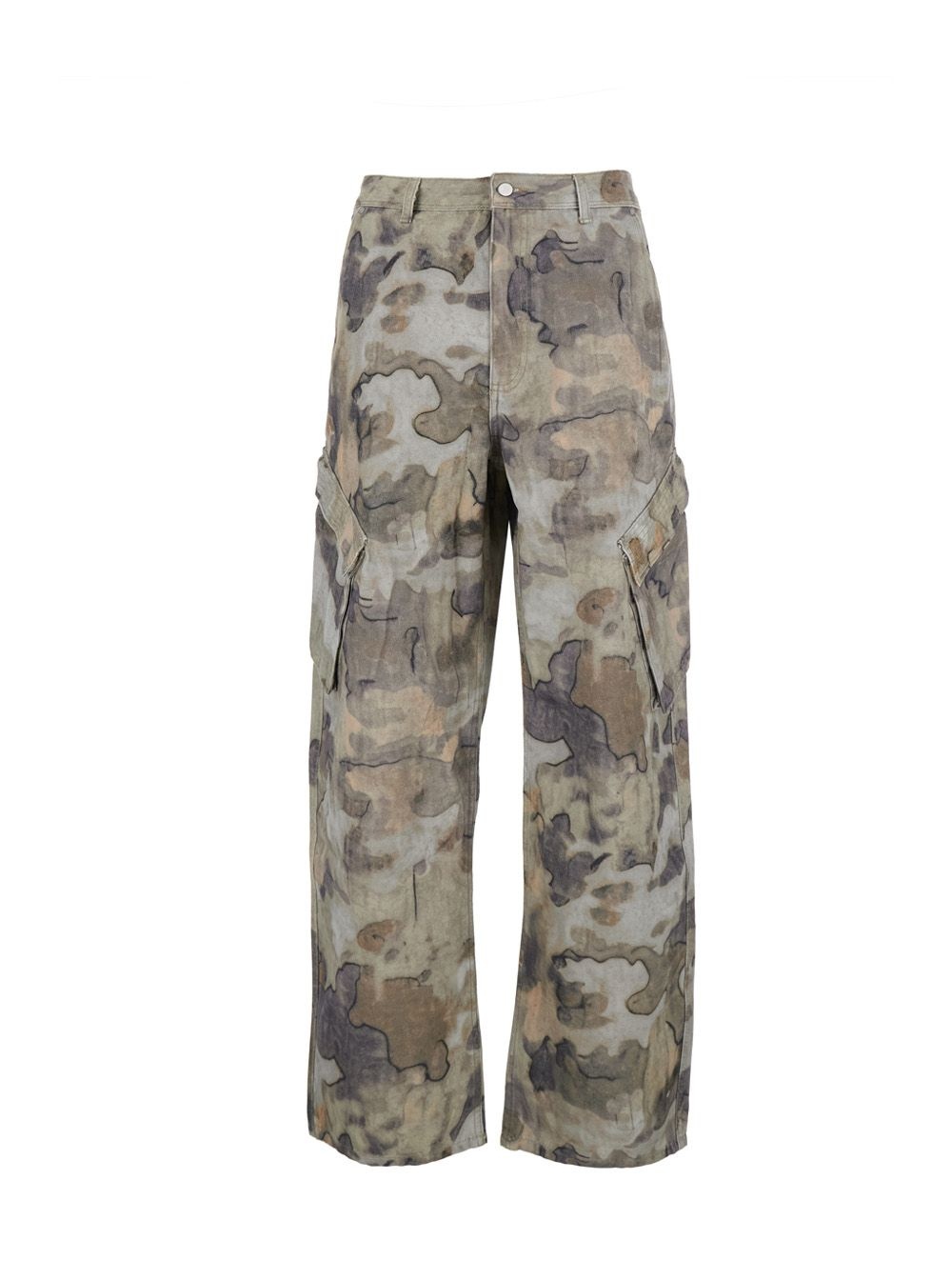 리프레젠트 26FW REPRESENT 베이지 Cargo 팬츠 with Front Pockets 앤 All-Over 프린트 in Tech Fabric for 맨 MLM100958RIOTCAMO