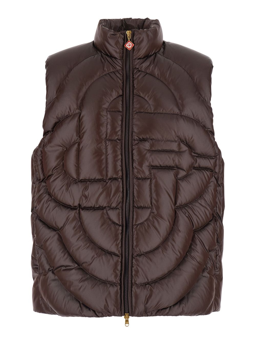 카사블랑카 26FW CASABLANCA 브라운 다운 자켓 with high collar 앤 Monogram design in Tech Fabric 맨 MPF26OT25101DARKBROWN