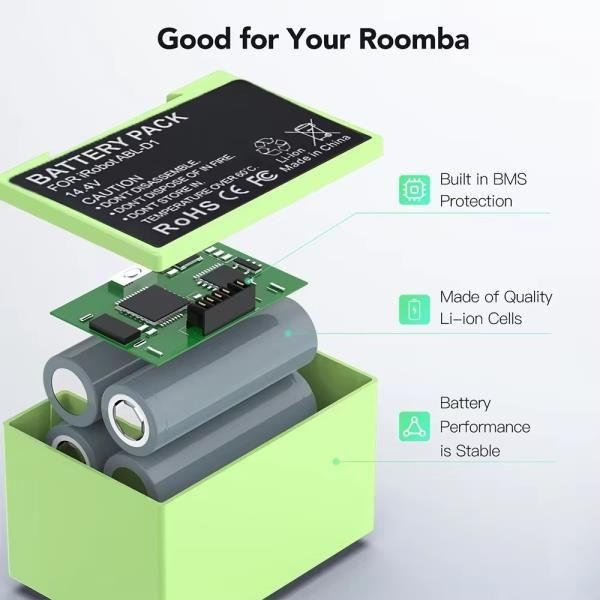 14.4V 2600mAh i7 배터리 교체용 아이로봇 룸바 E 및 I