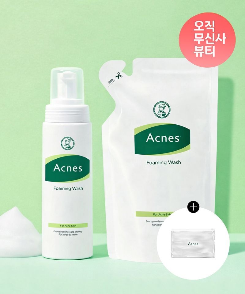 ACNES SET 포밍워시 버블 클렌저 200ml + 리필팩 +아크네스파우치 4159381