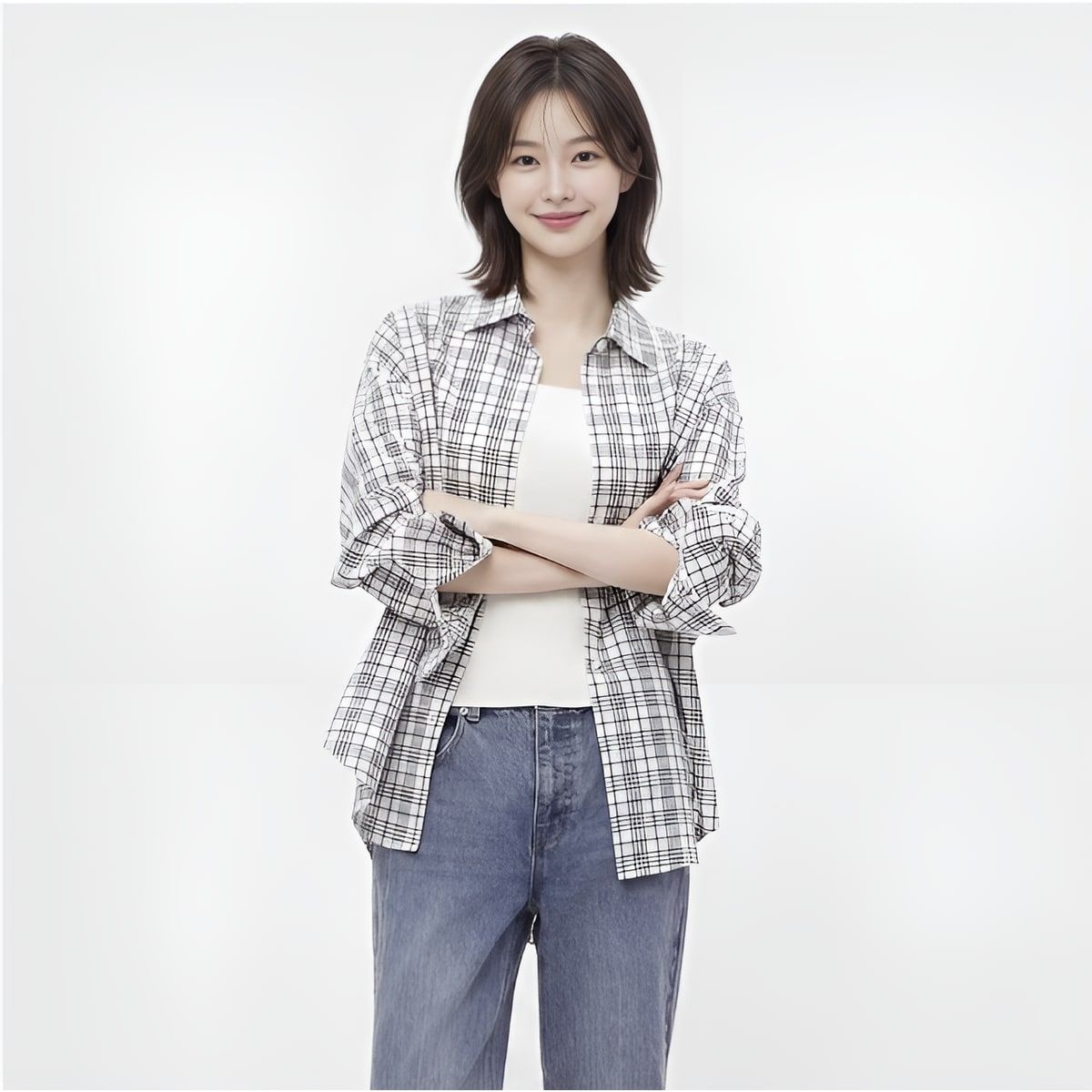 플라스틱아일랜드 루즈핏 체크셔츠 PS3WB801 A7B2C9D4 S6T9V2W4