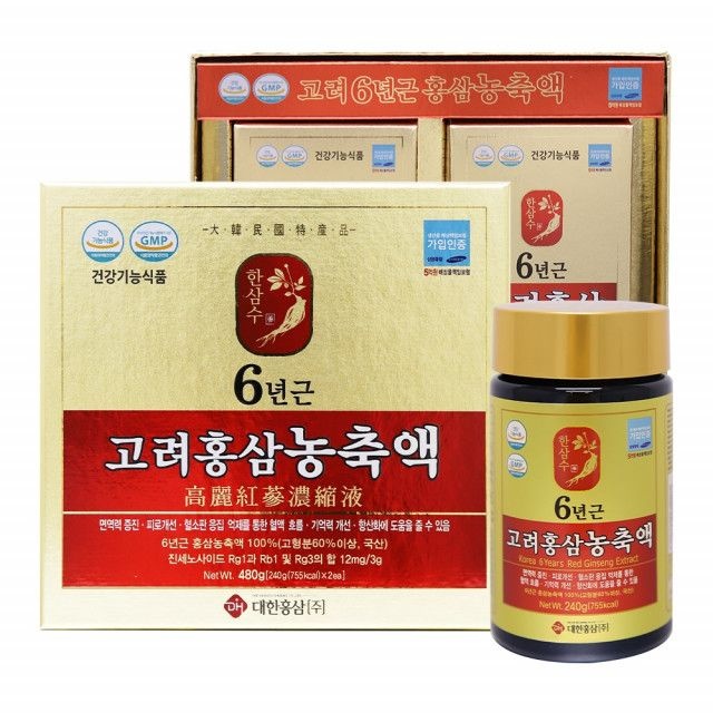 6년근 고려 홍삼 농축액 원액 100% 건강기능식품 홍삼고 진세노사사이드 240g 2병