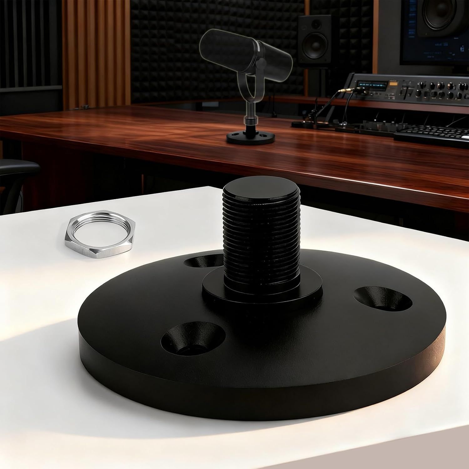 [해외] YIBEICO Shure MV7/MV7+용 데스크탑 마이크 스탠드 | 잠금 너트가 있는 프리미엄 저프로파일 분리형 베이스, 안전하고
