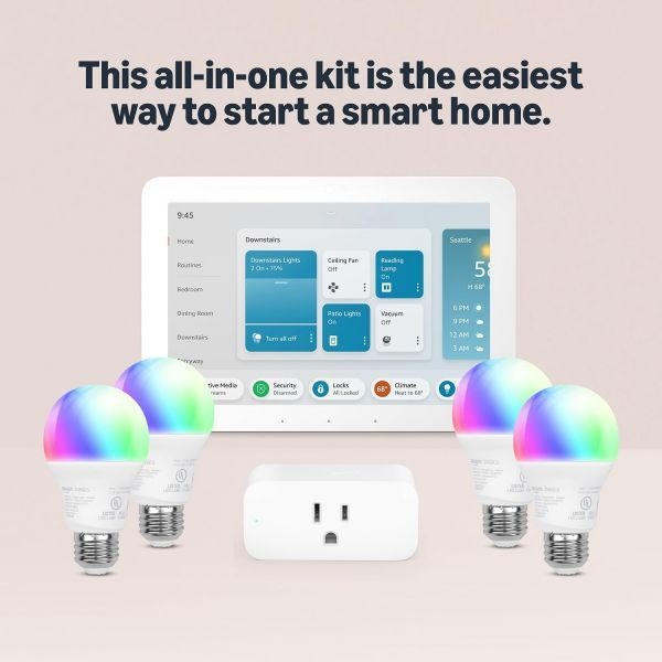 [해외] 스마트 홈 스타터 키트 Echo Hub Amazon Plug Basics 아마존 베이직스 전구 4개 포함 Alexa 조기 액세스 기능 225954