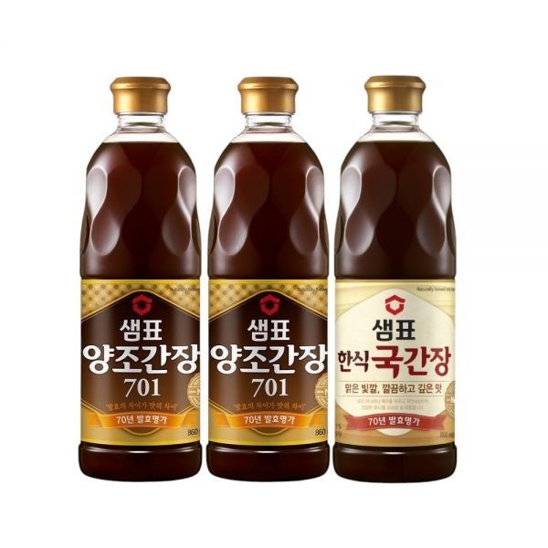 샘표 양조간장 701 860ml x 2병 + 국간장 860ml 1병｜요리 전용 간장세트