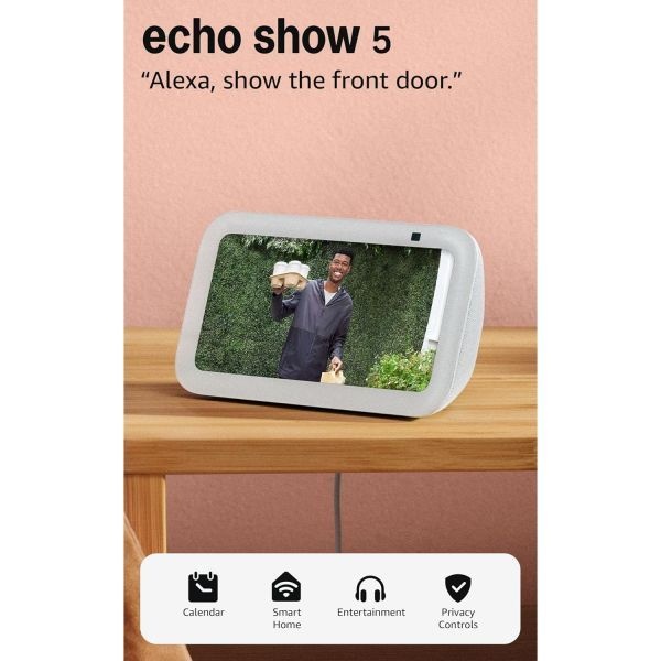 [해외] Amazon Echo Show 5 최신 모델 Alexa Early Access가 탑재된 스마트 디스플레이 2배 강화된 베이스와 더욱 선명한 사운드 Glac