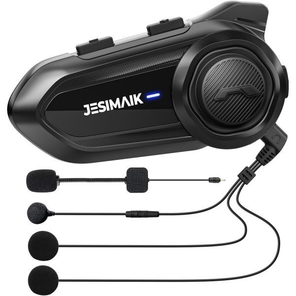 [해외] JESIMAIK 오토바이 블루투스 헤드셋 양방향 헬멧 인터콤 통신 시스템 CVC8.0 소음 제거 기능 마이크 2개 40mm 스피커 음