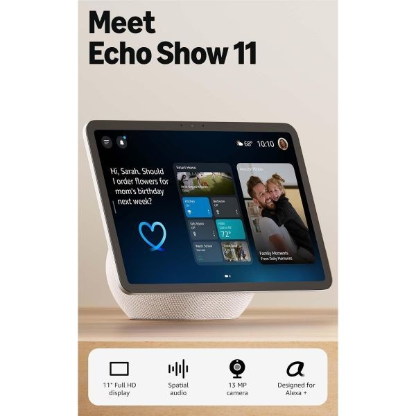 [해외] Amazon Echo Show 11 최신 모델 더 넓은 시야 영역과 공간 오디오를 갖춘 생생한 Full HD 11인치 디스플레이 Alexa Early Access
