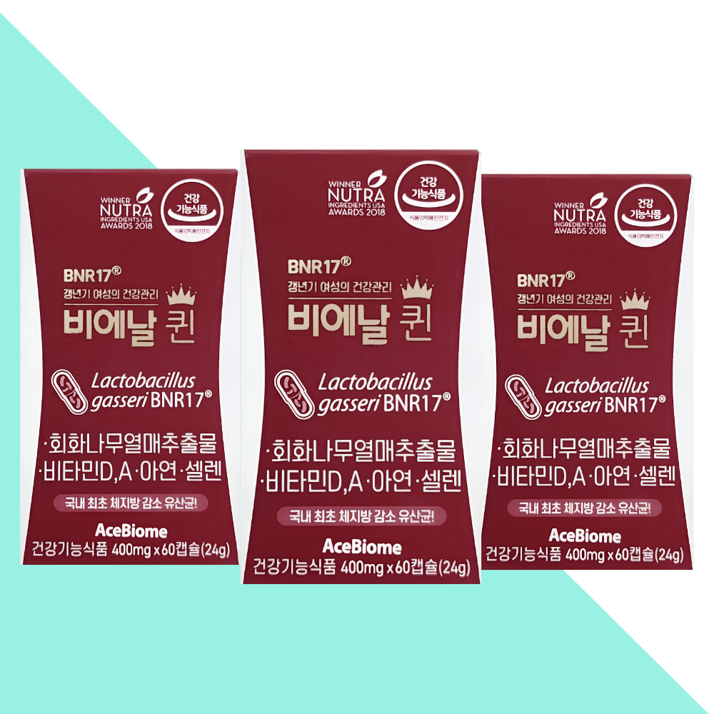비에날퀸 BNR17 비에날씬 퀸 비엔알 17 갱년기 유산균 60캡슐X3개