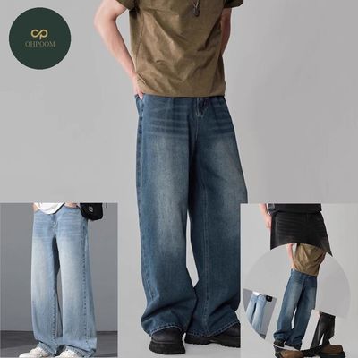 [ピッカーマース]バレルフィットワイドデニムパンツワイドパンツ夏ジーンズ 凧ジーンズ 男ジーンズ