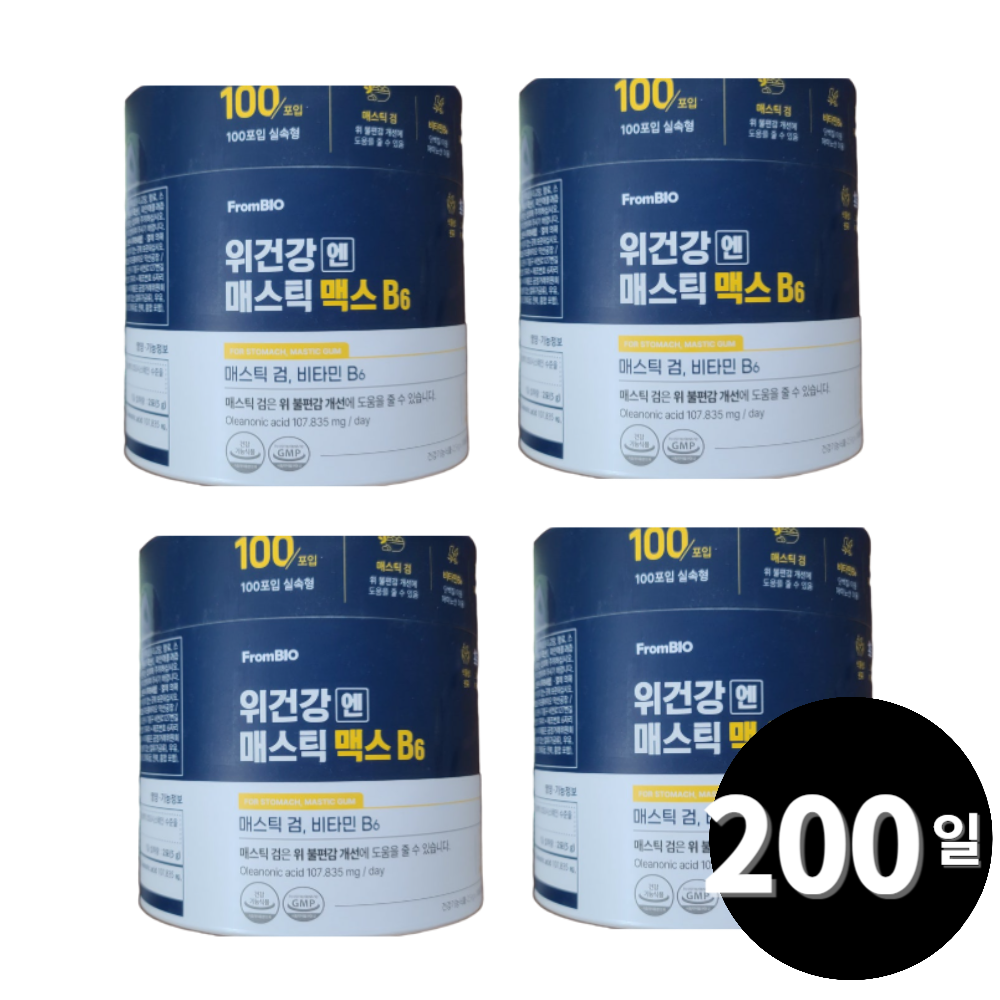 프롬바이오 위건강엔 매스틱 맥스 B6 100포, 4통