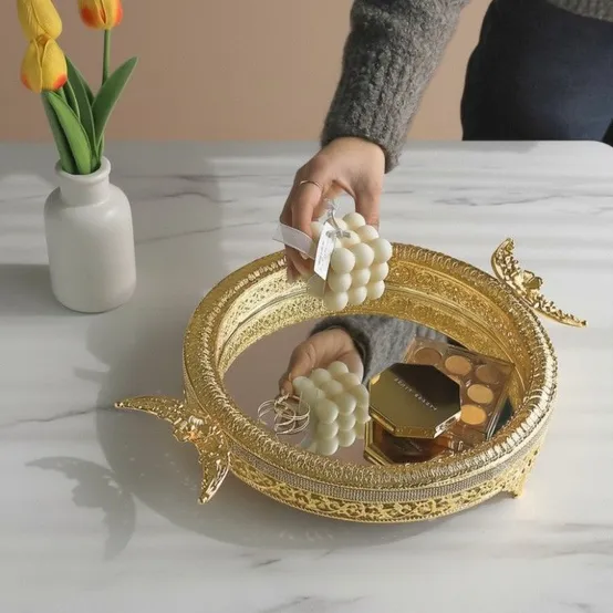 골드 액세서리 트레이 화장대 향수 진열대 인테리어 소품 정리함