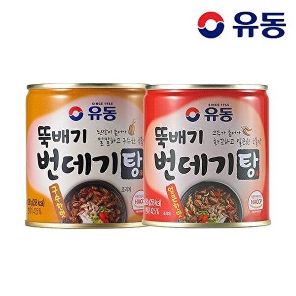 [유동][유동] 뚝배기 번데기탕 구수한 맛 280g x1개 +번데기탕 얼큰한 맛 280g x1개