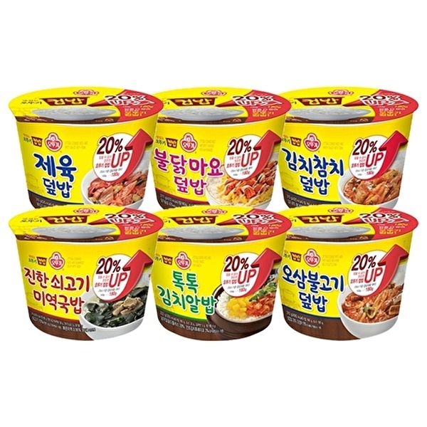 오뚜기 [오뚜기]오뚜기 컵밥 김치알밥 + 미역국밥 + 불닭마요 + 오삼 + 제육 + 김치참치/총6개
