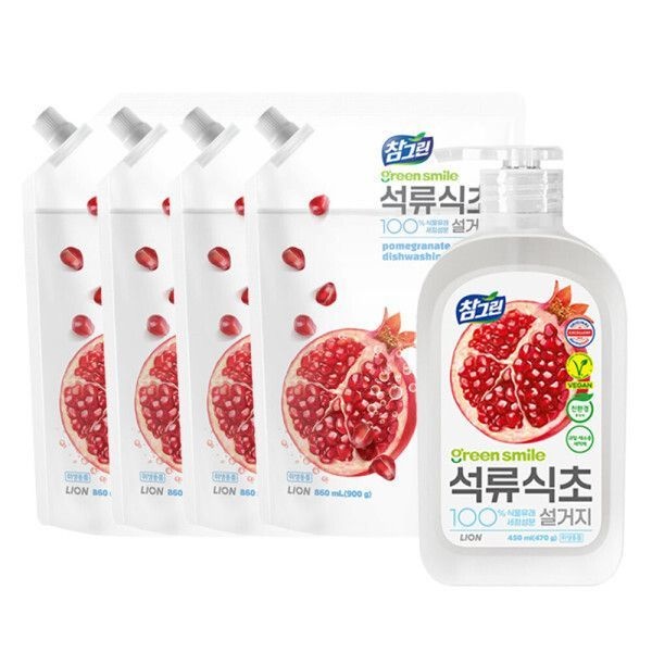 참그린 석류식초 주방세제 450ml 용기 1개 + 860ml 리필 4개 638309